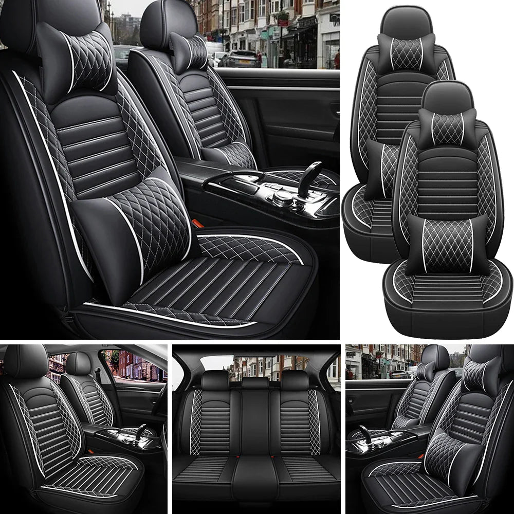 5-Seats PU Leather Universal Car Seat Covers Full set Front Rear Seat Cushion