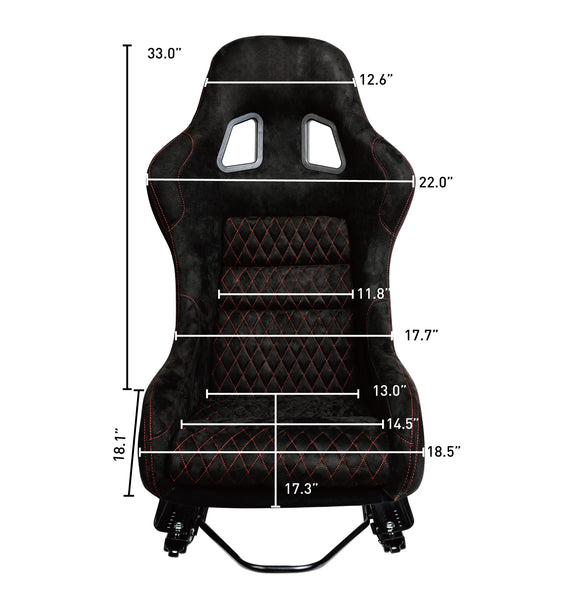 JIABEIR1022BB Fixed Universal Automobile Use Fiberglass Black Bucket Racing Car Seat