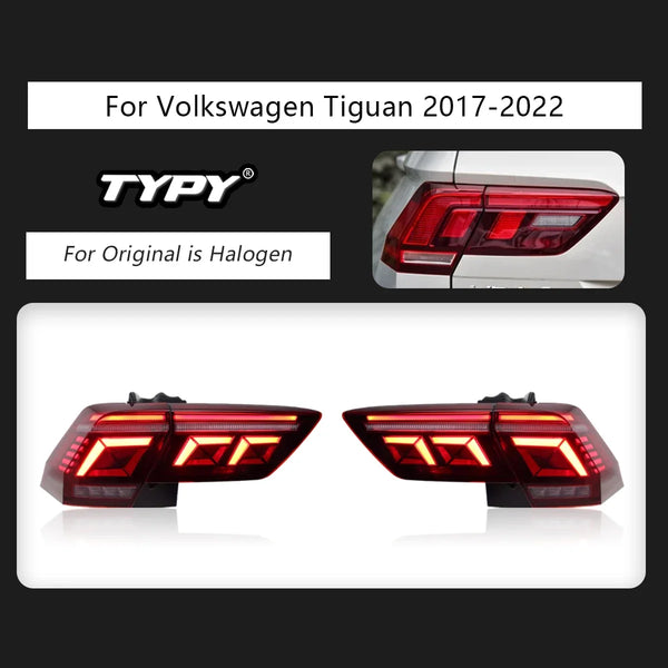 TYPY Car For Volkswagen Tiguan Taillights 2017-2022 Upgrade Modified LED Taillamps Dynamic Turn Signal Lamp DRL Car Accessories