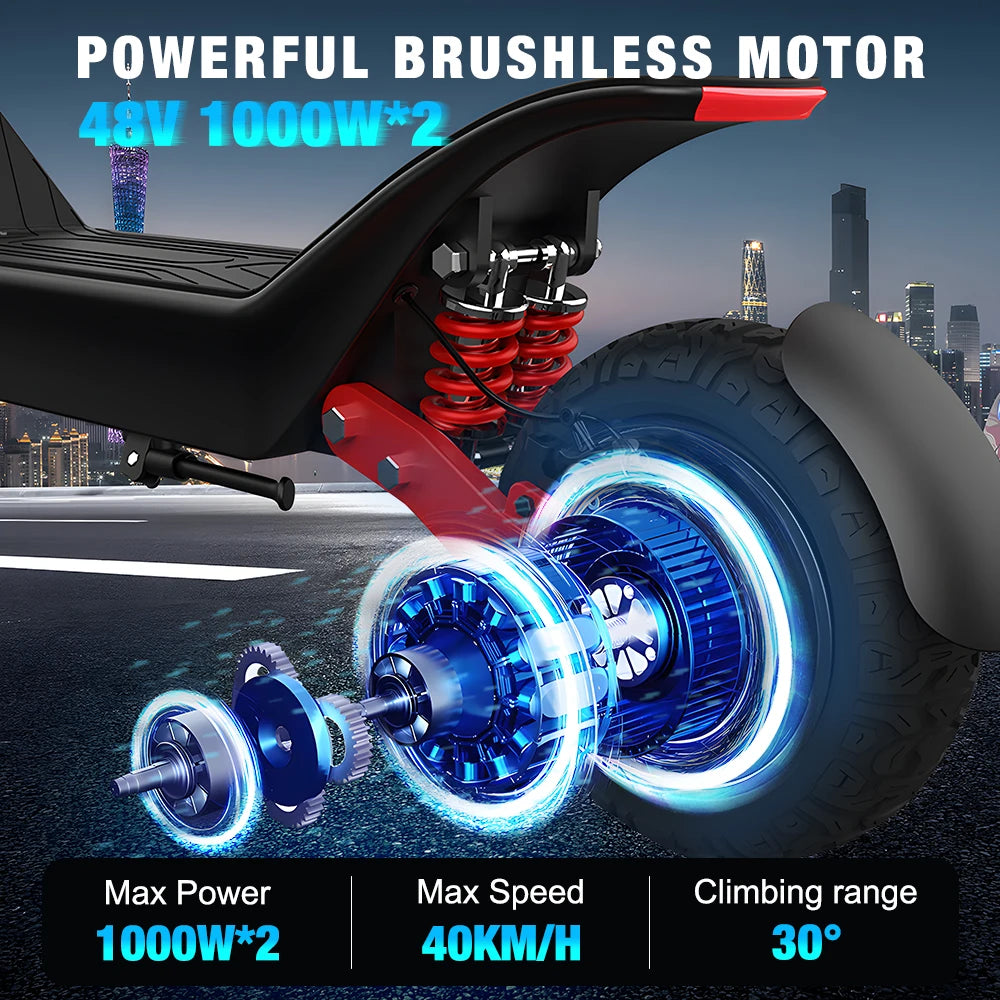 HX X10 Dual Motor Powerful Electric Scooter 2000W Off-road Adult 48V 18.2AH Electric Kick Scooter Foldable 11.0 Inch E Scooter