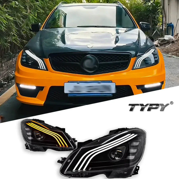 TYPY New LED Head Lamp Upgrade Modified For Benz C-Class W204 Headlight 2011-2014 Dynamic Signal Head Lamp Auto Accessories