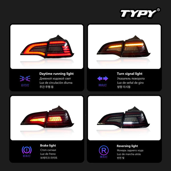 TYPY Car Lights For Tesla Model 3/Y 2019-2022 Taillight LED Projetor Tail Lamp Daytime Running Light Automotive Accessories