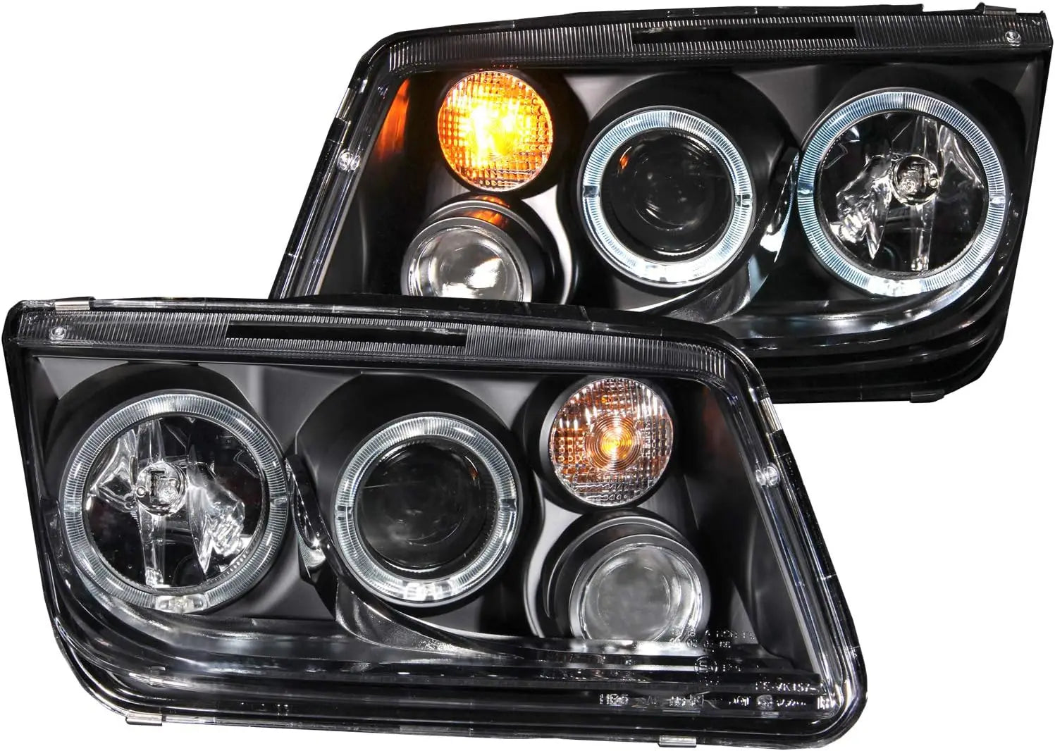 Front light Dual Halo Projector Headlights w/ LED Light Strip FOR 1999-2005 Volkswagen Jetta/Bora Mk4 (Black/Clear)