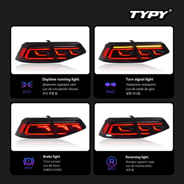 TYPY Car Light For VW Passat B8 Taillights 2015-2020 Upgrade Modified LED DRL Taillamps Dynamic Turn Signal Lamp Car Accessories