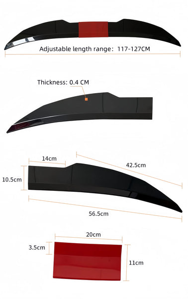 3Pcs Universal Trunk Tail Rear Wing Spoiler 115-125Cm For BMW For Tesla For Audi Toyota Honda KIA Hyundai Car Accessories