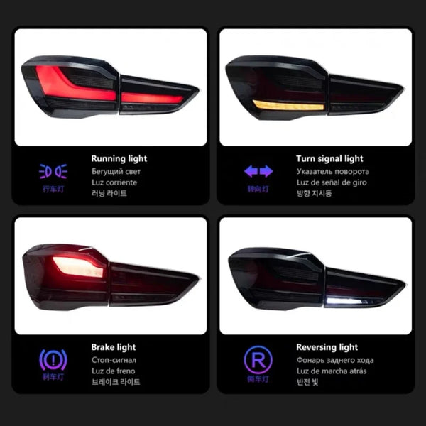 Taillight assembly F48 modified with LED brake lights, old and new models, new lights, and steering specifically designed for BM