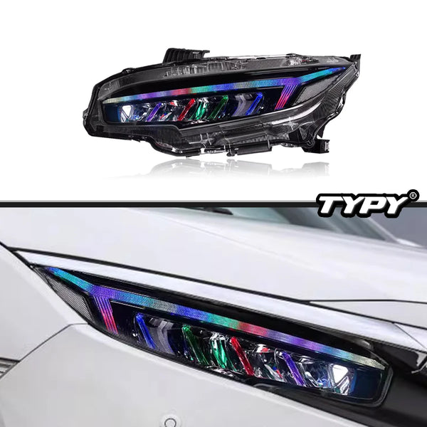 TYPY New LED Head Lamp Upgrade Modified For Honda Civic 10th RGB Headlight 2016-2021 Dynamic Signal Head Lamp Auto Accessories