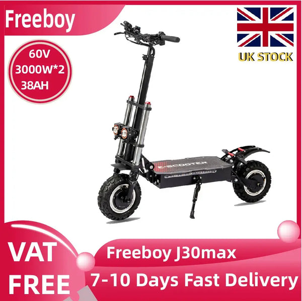 FREEBOY J30max Adult Foldable Escooter 3000W*2 Electric Scooter 60V38AH 11 INCH OFF-ROAD TIRE E-Mountain Scooter