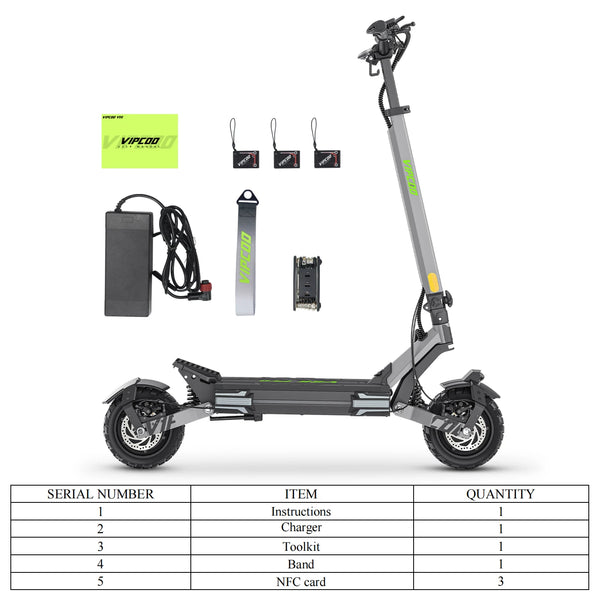 VIPCOO VS6 PRO Fast Electric Scooter 2x1200W Dual Motors 52V 20.8Ah Power Battery 50-65Km Range Foldable Adult City E-Scooter