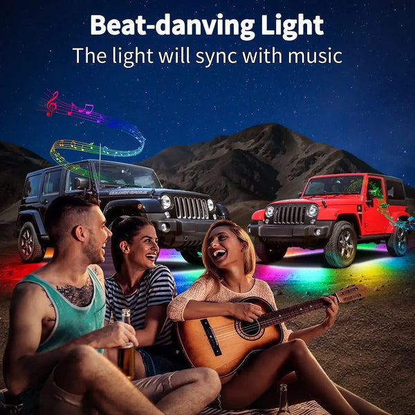 RGB Flexible Car Underglow Light Strip – 12V LED Underbody Ambient Light with App Control Neon Decorative Lamps