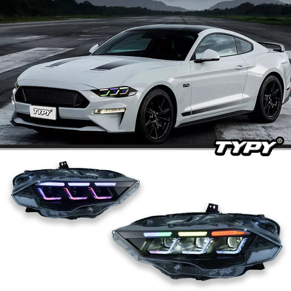 TYPY Car Lights For Ford Mustang RGB 2018-2022 Headlight LED Projetor head Lamp Daytime Running Light Automotive Accessories