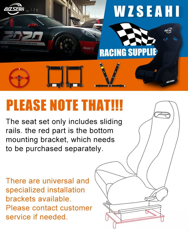 Custom Bride Seats Racing Universal Reclining Bucket Racing Car Seat With Slider