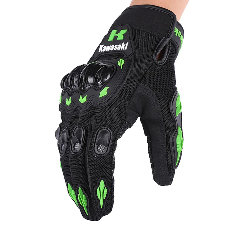Kawasaki Breathable Full Finger Motorcycle Gloves Non-slip Wear-resistant Motocross Racing Gloves Moto Biker Gloves