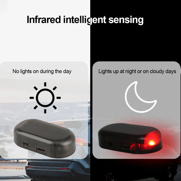 Solar Powered Car Fake Security Light Simulated Dummy Alarm Wireless Warning Anti-Theft Caution Lamp LED Flashing Imitation