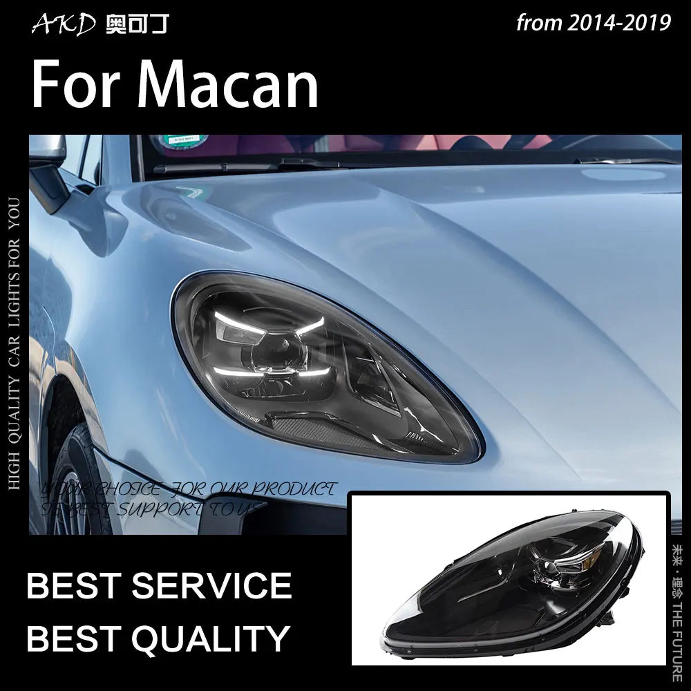 AKD Car Styling Head Lamp for Porsche Macan Headlights 2014-2019 Macan S LED Headlight Projector Lens Drl Automotive Accessories