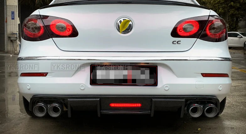 Carbon Fiber ABS Rear Lip With LED Light for Volkswagen Passat CC VW CC Spoiler 2009-2017 Fins Shark Style Diffuser Bumper Guar