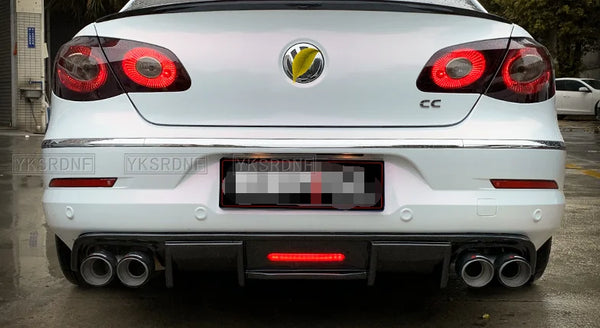Carbon Fiber ABS Rear Lip With LED Light for Volkswagen Passat CC VW CC Spoiler 2009-2017 Fins Shark Style Diffuser Bumper Guar