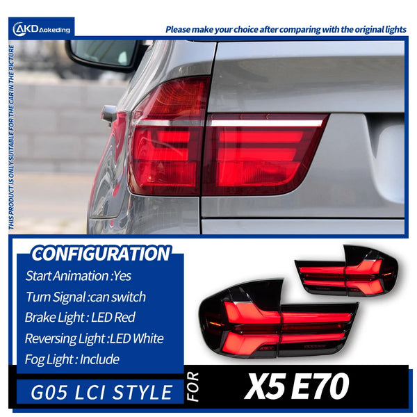 AKD Tail Lamp for BMW X5 E70 LED Tail Light 2007-2013 E70 Rear Fog Brake Turn Signal Automotive Accessories