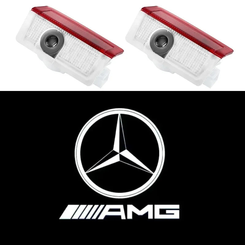2pcs Car door welcome light logo Emblem For Mercedes Benz A C E GLC GLA GLE GLB Class W177 W205 W212 W213 X253 X156 W166 X247