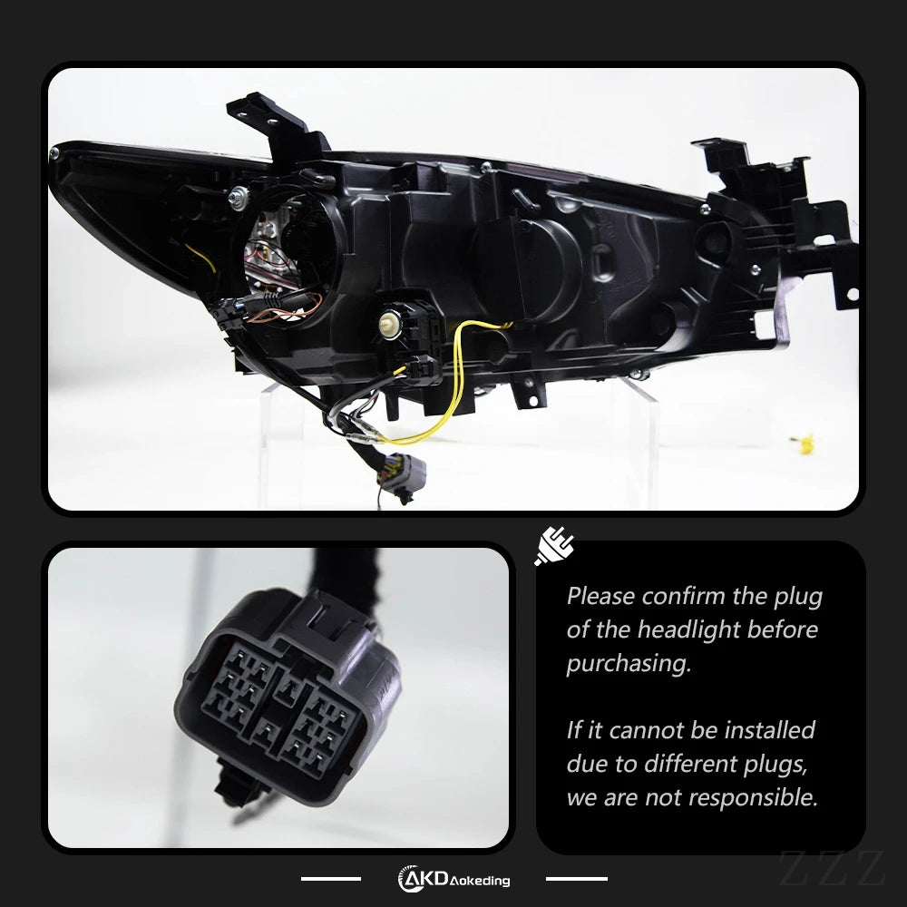 AKD Car Styling for Mazda 6 Headlights 2015 Mazda6 Atenza LED Headlight Mustan Design DRL Bi Xenon Lens High Low Beam Parking