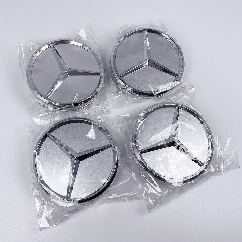 4/8Pcs Car Wheel Center Caps Silver 75MM Rims Wheel Center Caps Wheel Center Hub Caps Emblem for Benz All Models