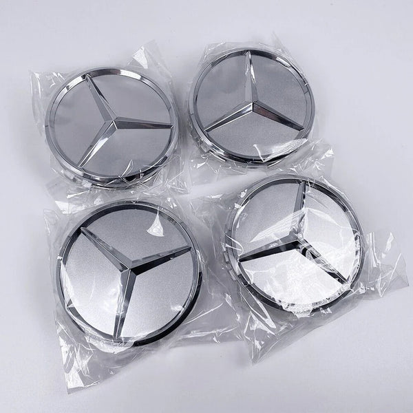 4/8Pcs Car Wheel Center Caps Silver 75MM Rims Wheel Center Caps Wheel Center Hub Caps Emblem for Benz All Models