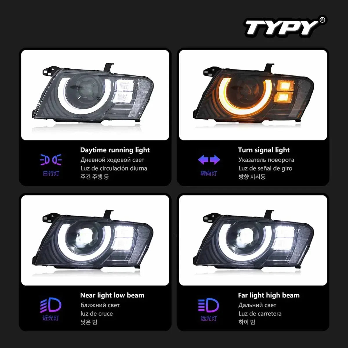 TYPY Dynamic Signal Head Lamp Automotive Accessories Upgrade Modified New LED For Mitsubishi Pajero Headlight 2004-2014
