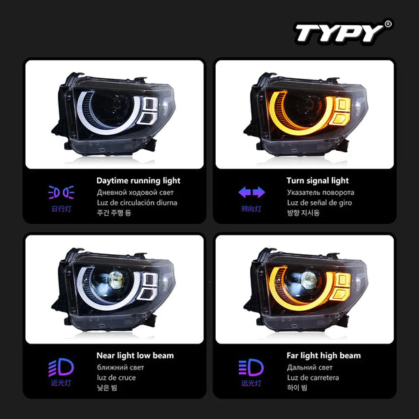 TYPY New LED Car Headlights For Toyota Tundra Headlight 2014-2020 Signals Auto Accessories Daytime Running Lights