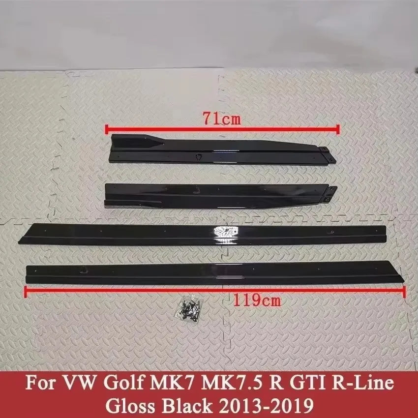4pcs Car Side Skirt 1.90m Winglet Splitters Lip Side Spoiler For VW Golf 7 7.5 MK7 MK7.5 R GTI R-Line 2013-2019 Side Bumper Lip