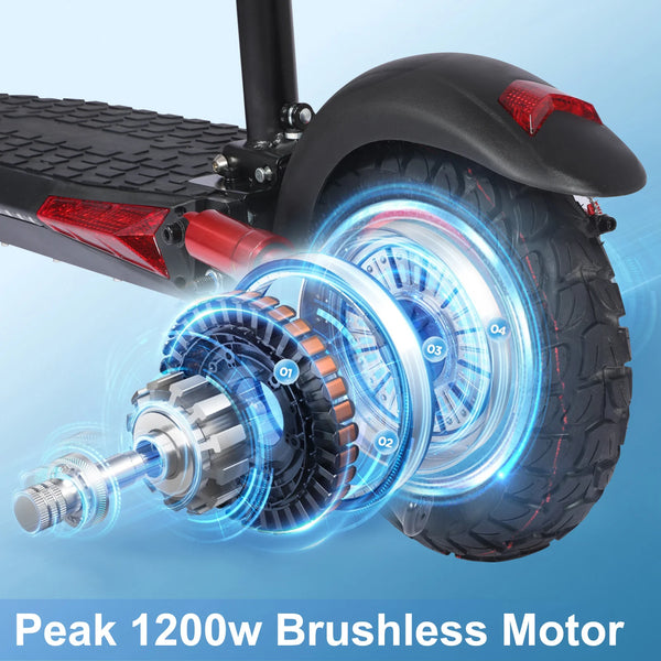 1200W Electric Scooter with Seat for Adult, Max Speed 34mph, 35miles Range, 11'' Off-road Tires, Fast E-scooter for Commuting