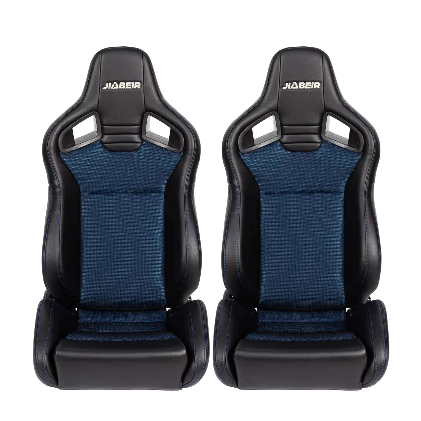 1 Pair Adjust Leather Blue Breathable Mesh Fabric Sport Bucket Racing Car Seats