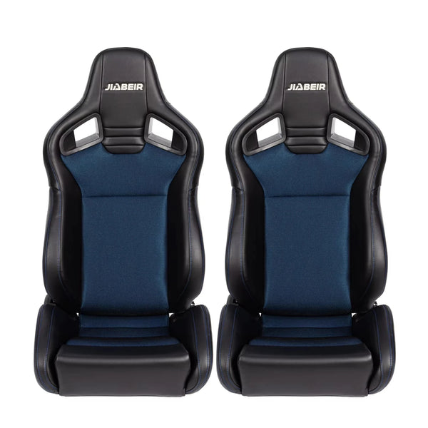 1 Pair Adjust Leather Blue Breathable Mesh Fabric Sport Bucket Racing Car Seats