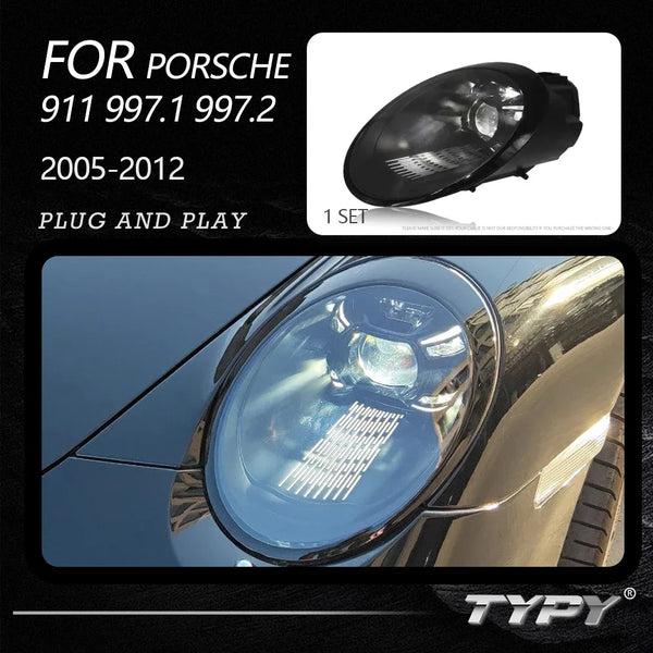 TYPY Headlights Car For Porsche 911 997 Headlight 2005-2012 997.1 997.2 Upgraded Dynamic Turn Car LED Matrix Headlight Assembly
