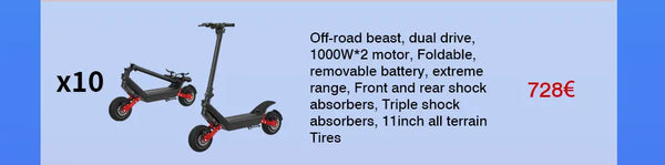 HX X10 Dual Motor Powerful Electric Scooter 2000W Off-road Adult 48V 18.2AH Electric Kick Scooter Foldable 11.0 Inch E Scooter
