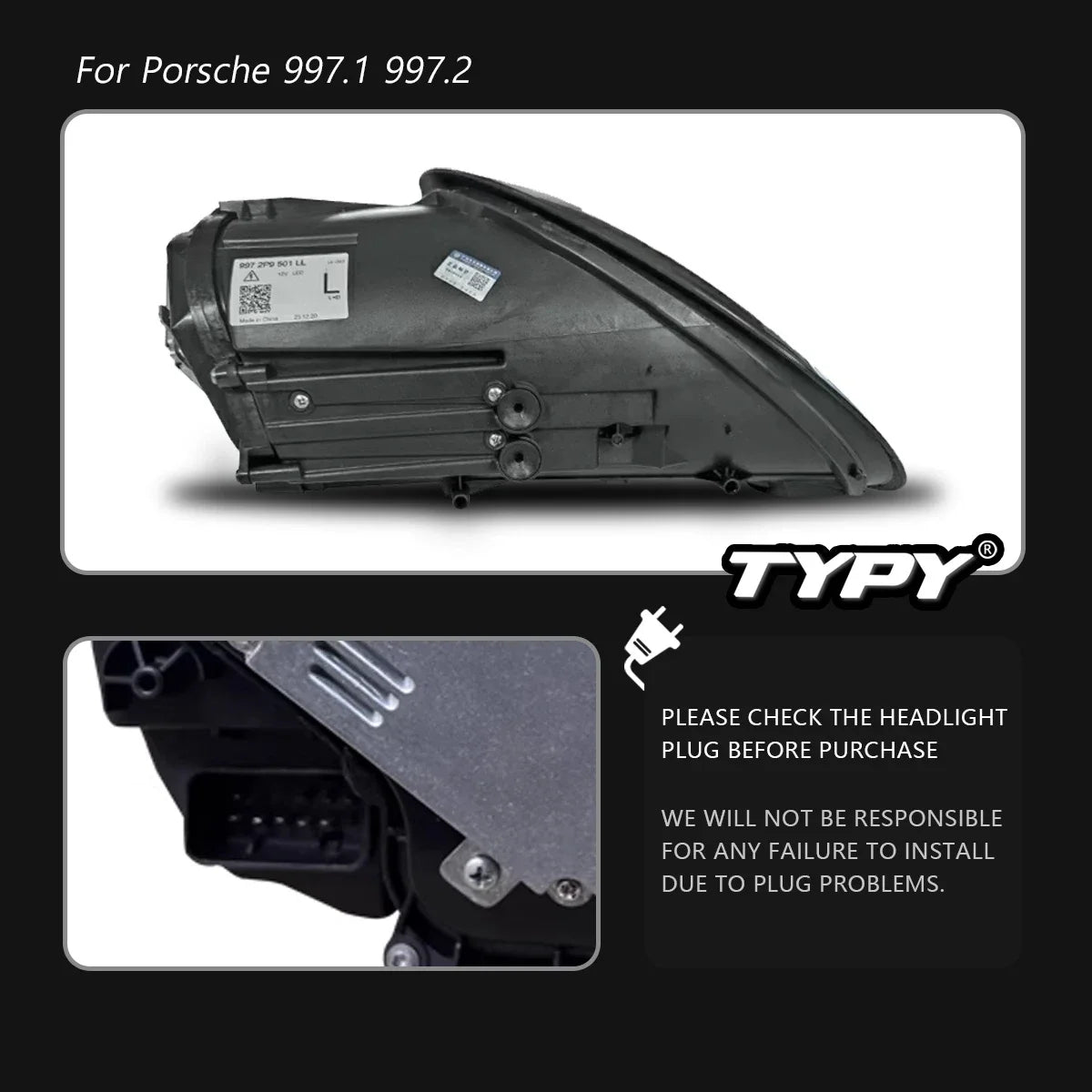 TYPY Headlights Car For Porsche 911 997 Headlight 2005-2012 997.1 997.2 Upgraded Dynamic Turn Car LED Matrix Headlight Assembly