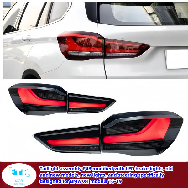 Taillight assembly F48 modified with LED brake lights, old and new models, new lights, and steering specifically designed for BM