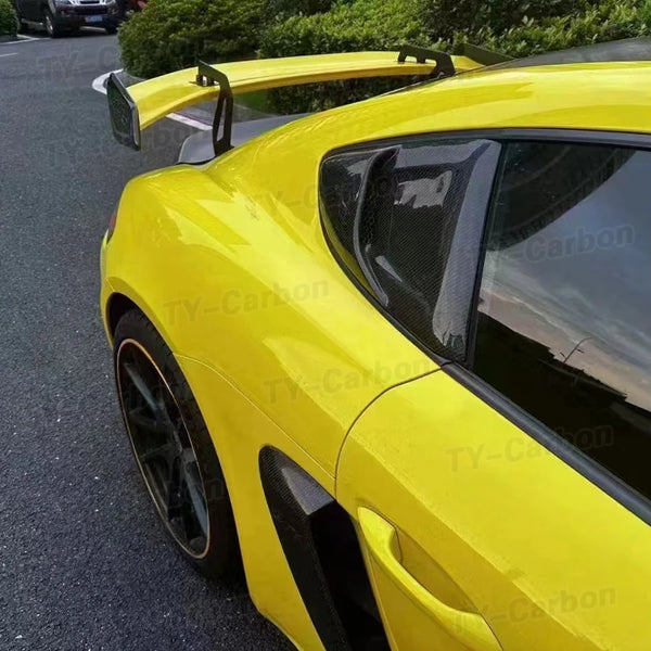 Real Carbon Fiber Rear Side Car window Air Vents Splitter Air knife Spoiler For Porsche 718 Cayman GTRS Style Bodykit 2016-2024