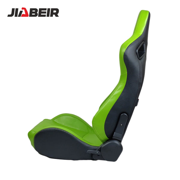 2PCS Universal Custom LOGO Green PU Leather Sport Bucket Racing Car Seats