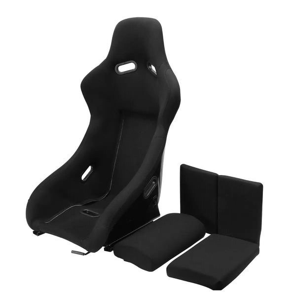 JIABEIR1022BB Fixed Universal Automobile Use Fiberglass Black Bucket Racing Car Seat