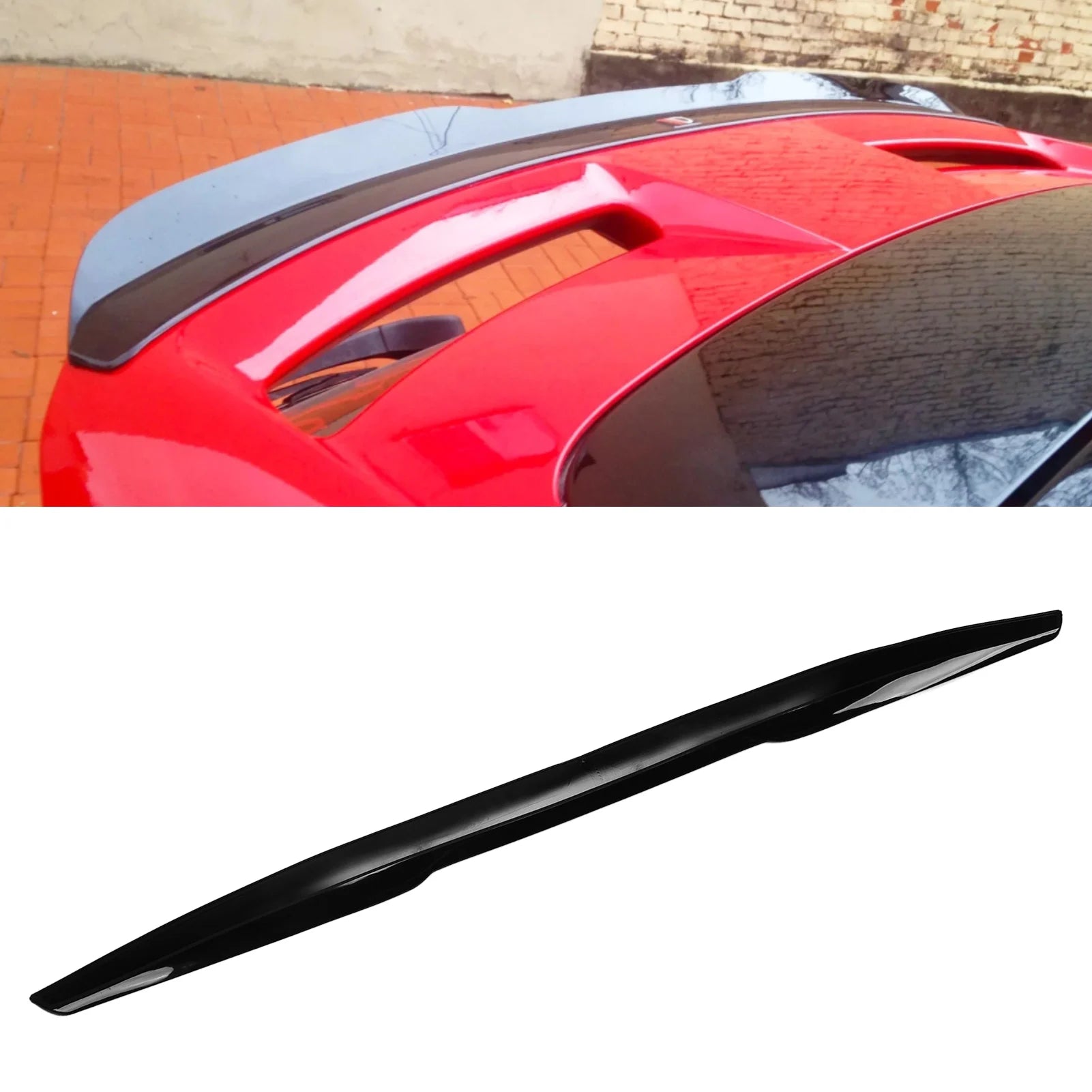 113cm*7cm Rear Roof Trunk Spoiler Lip Tail Wing Rubber Glossy Black Anti UV for Car High Gloss Anti-ultraviolet Varnish