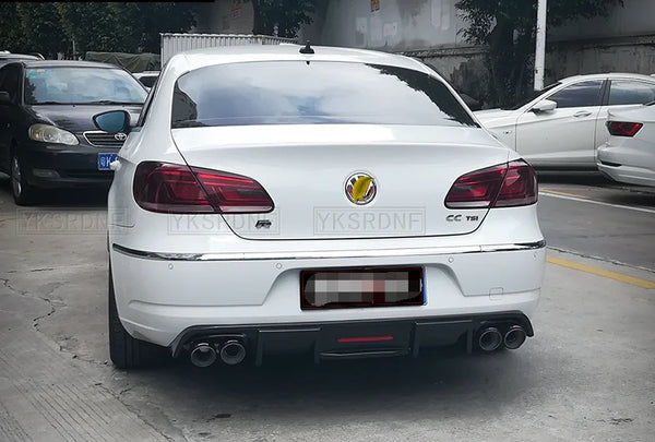 Carbon Fiber ABS Rear Lip With LED Light for Volkswagen Passat CC VW CC Spoiler 2009-2017 Fins Shark Style Diffuser Bumper Guar