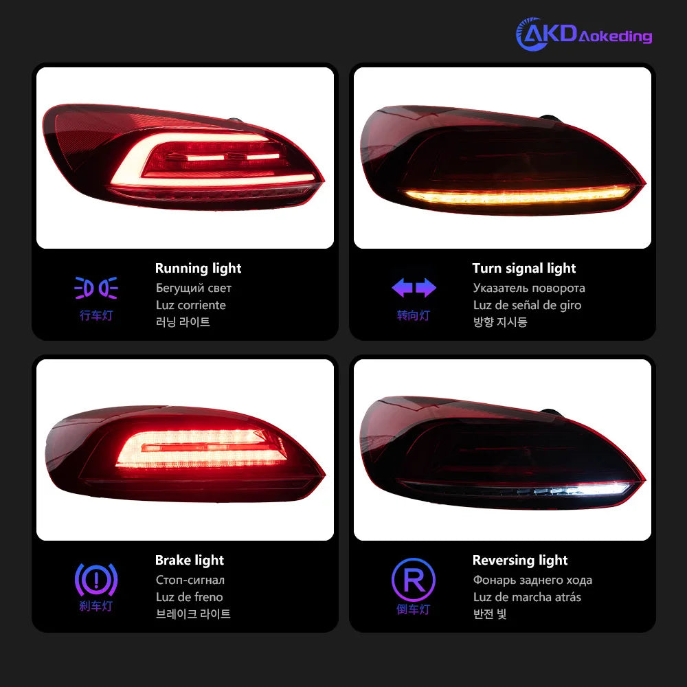 AKD Tail Lamp for VW scirocco LED Tail Light 2009-2015 scirocco Rear Fog Brake Turn Signal Automotive Accessories