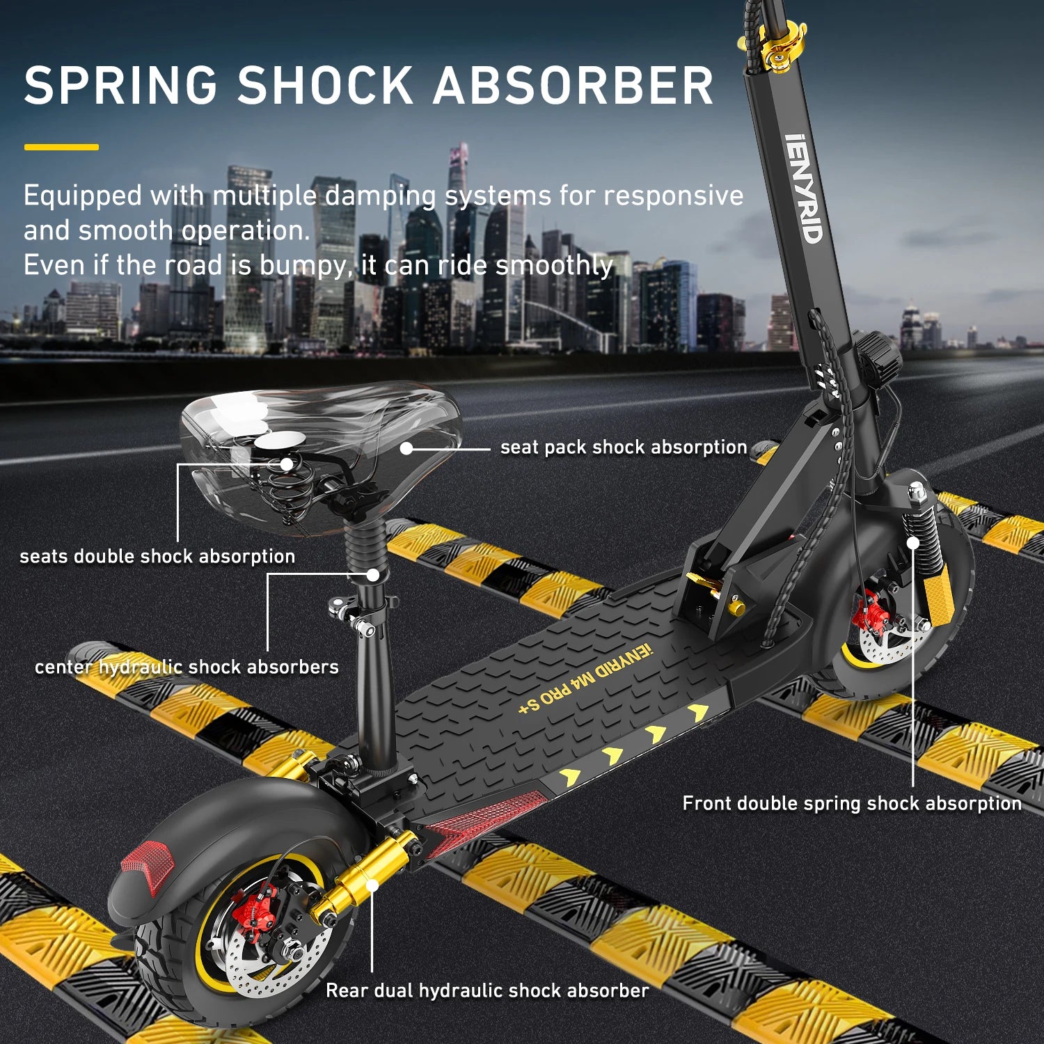 IENYRID M4 Pro S+Electric Scooter 800W Motor 48V 12.5AH Battery 10"Tire Escooter 45km/h Max 40-50KM Range Disc Brake LCD Display