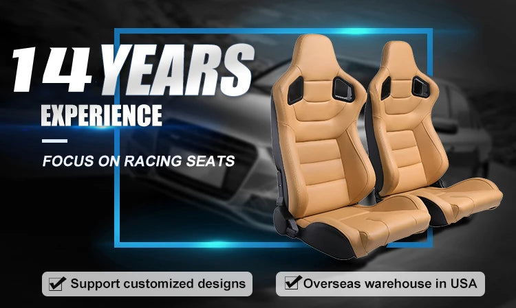 2pcs Grey Suede With Sliders Recline Knob Sport Bucket Racing Seats