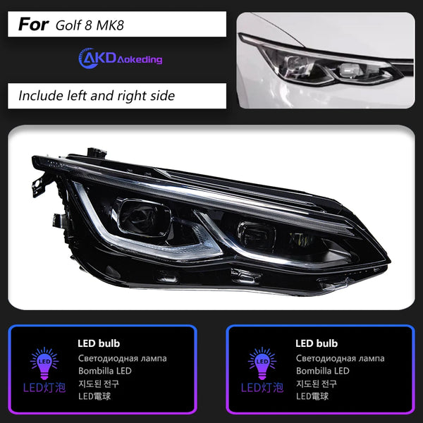 For VW Golf 8 mk8 Headlights 2021-2024 DRL Day Running Light LED Bi Xenon Bulb Fog Lights Car Accessory golf7 MK7 Head Lamp