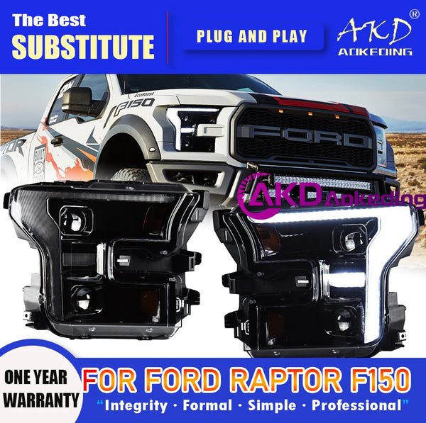 AKD Head Lamp for Ford Raptor F-150 F150 LED Headlight 2015-2020 Headlights DRL Turn Signal High Beam Angel Eye Projector Lens