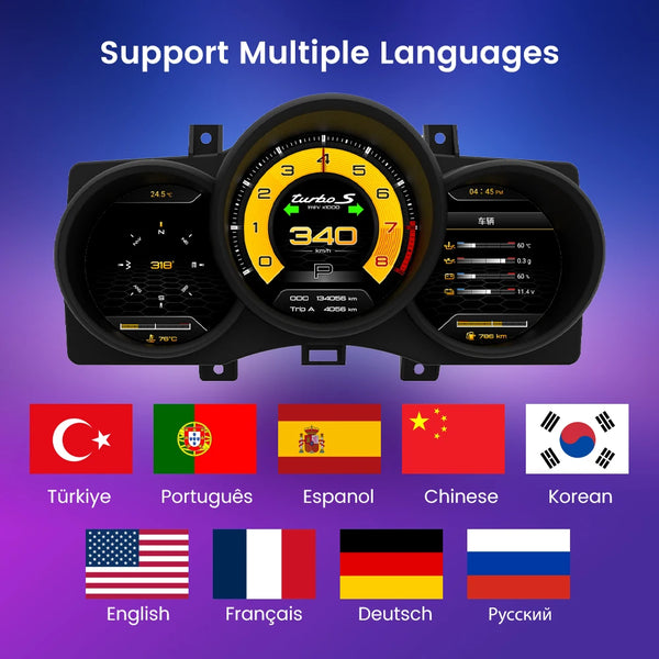Car LCD Digital Dashboard Cluster For Porsche Macan 95B Boxster 718 Instrument Panel Speedometer Virtual Cockpit Linux System