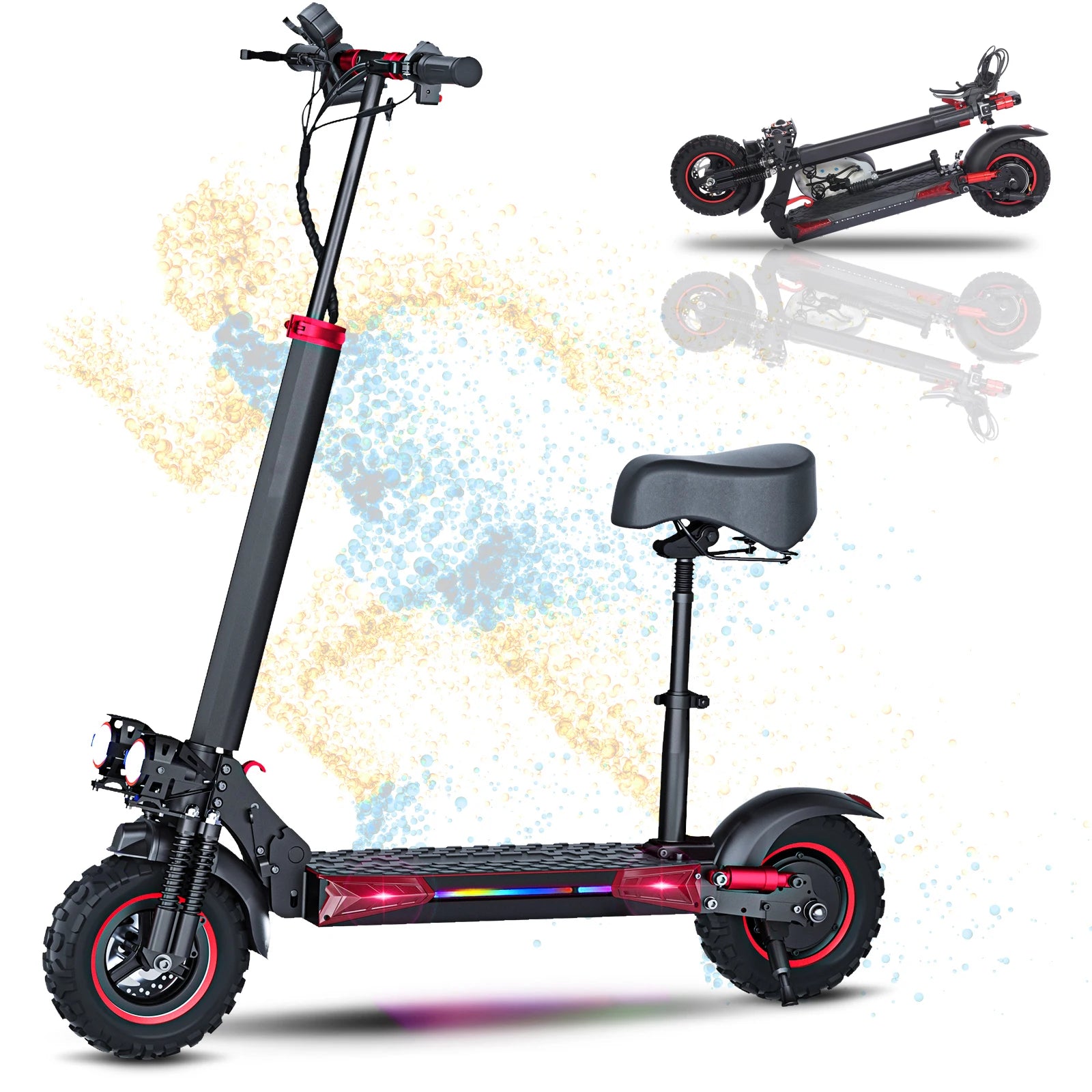 1200W Electric Scooter with Seat for Adult, Max Speed 34mph, 35miles Range, 11'' Off-road Tires, Fast E-scooter for Commuting