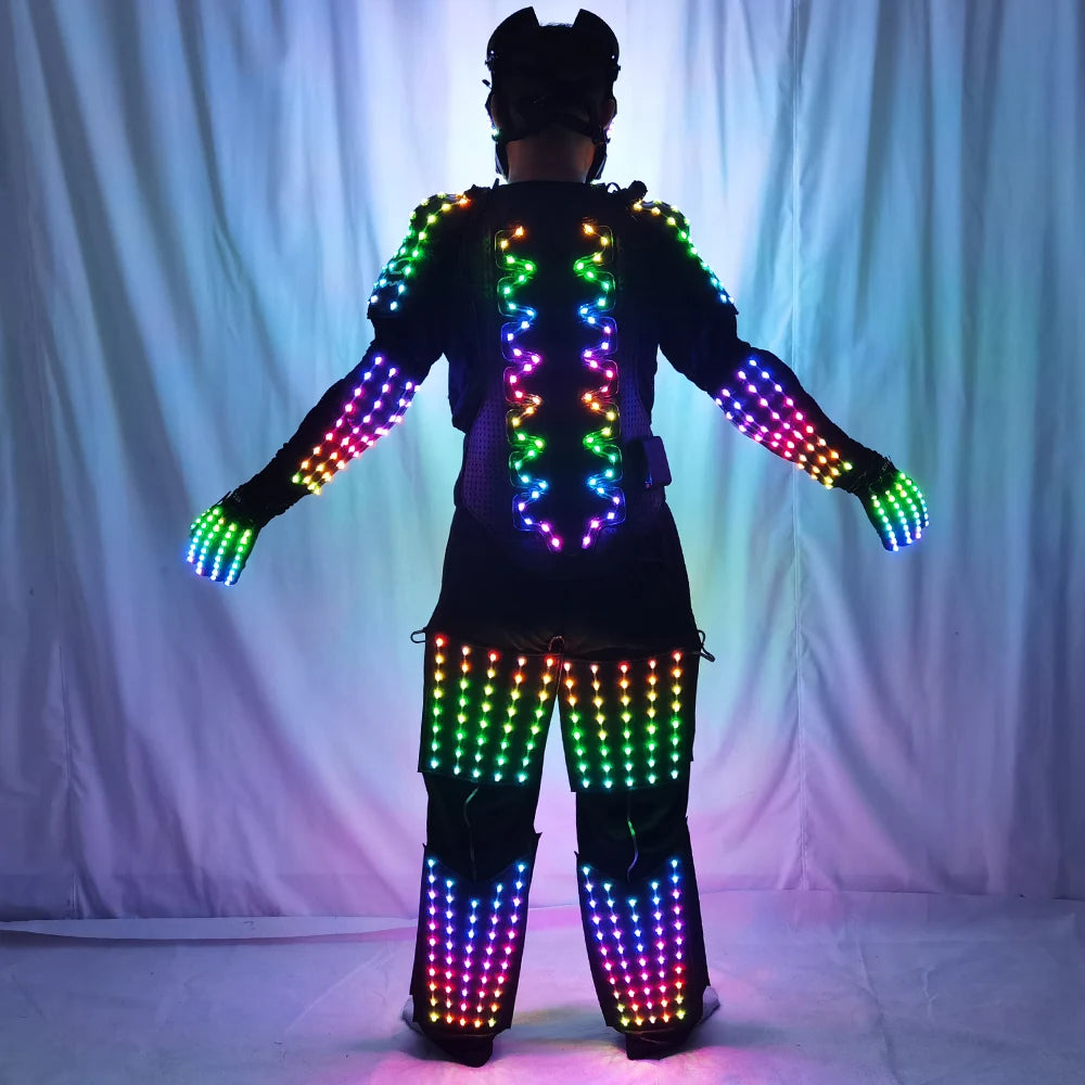 Full Color RGB LED Suit Costume Clothes Lights Luminous Motorcycle Onewheel Skateboard Electric Scooter Stage Dance Performance Street Show Growing Light Up Armor for Night Club