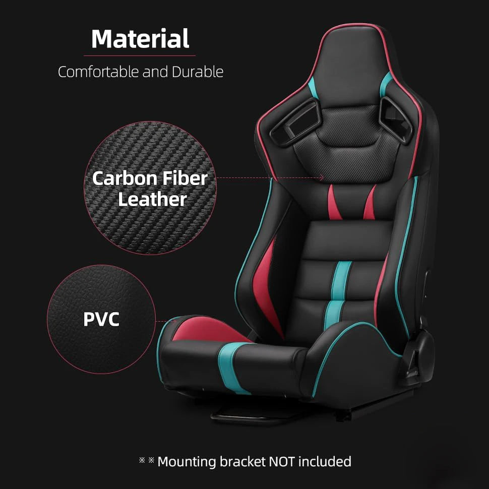 JIABEIR 1041D Black/Pink High Quality Leather Car Vehicle Comfortable Gaming Station Adjustable Sim Bucket Sport Racing Seats
